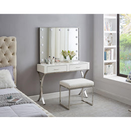 Meridian Monroe Chrome Ottoman / Stool