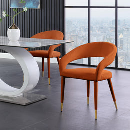 Meridian Destiny Cognac Velvet Dining Chair