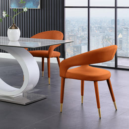 Meridian Destiny Cognac Velvet Dining Chair
