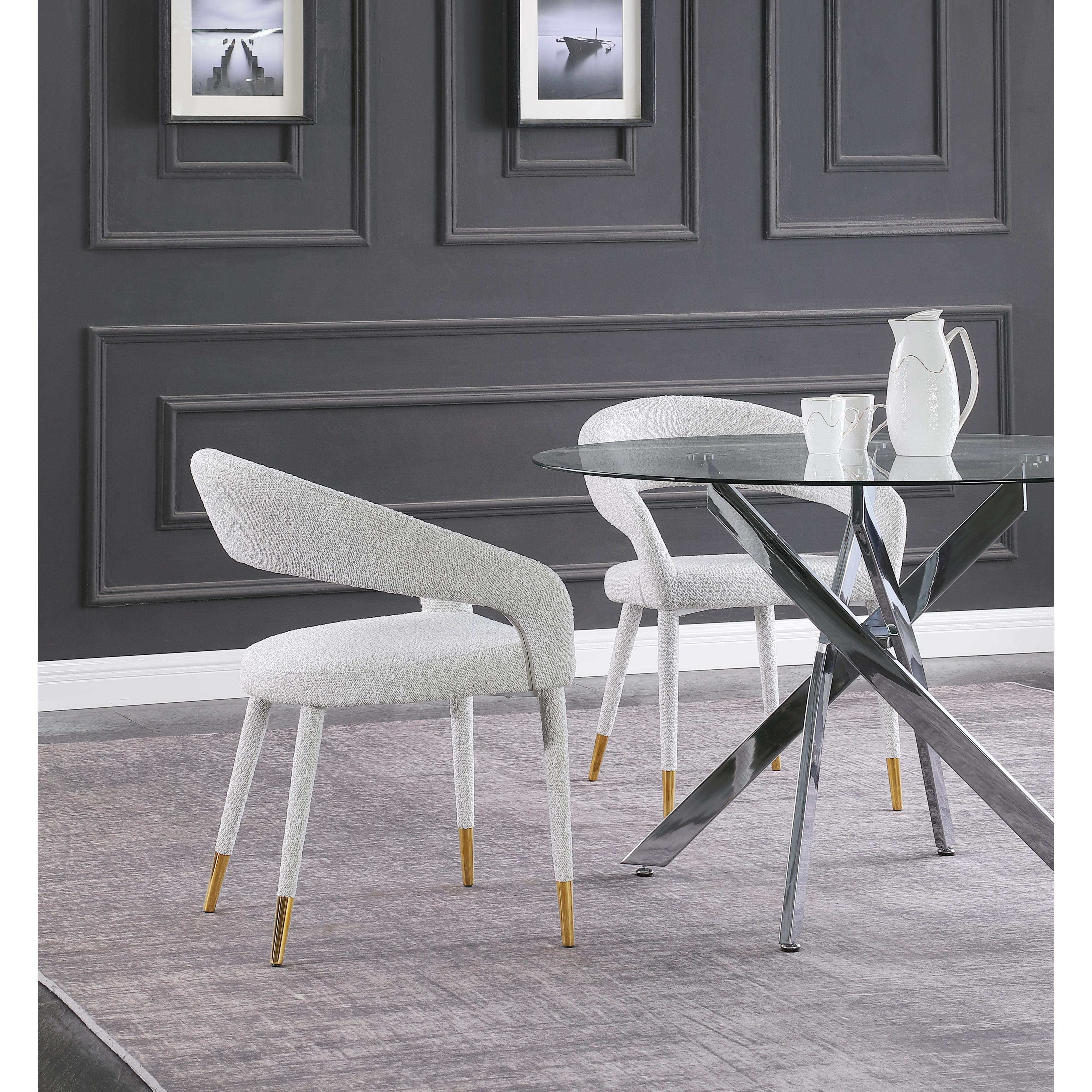 Meridian Destiny Cream Boucle Fabric Dining Chair
