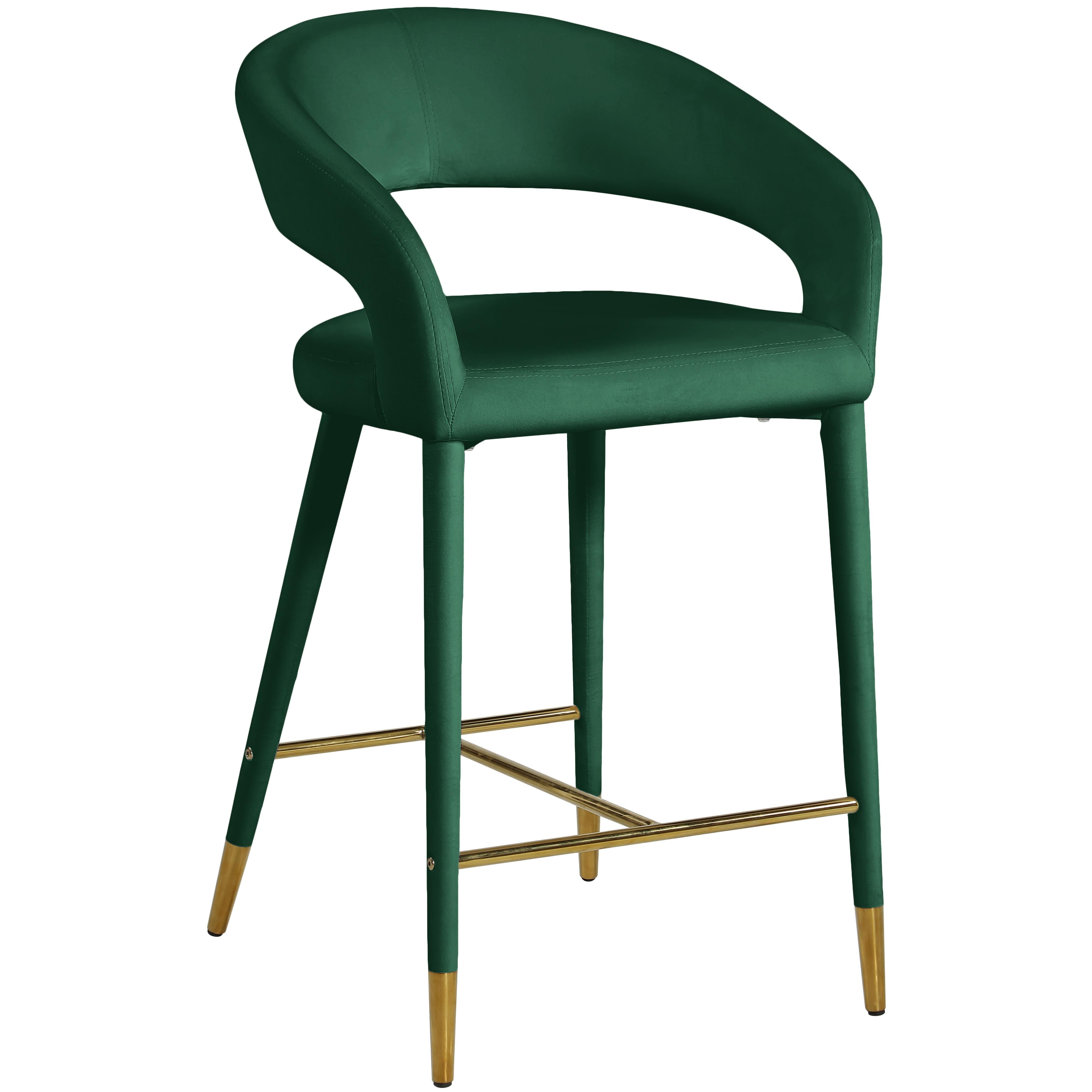 Meridian Destiny Green Velvet Stool