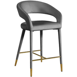 Meridian Destiny Grey Velvet Stool