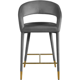 Meridian Destiny Grey Velvet Stool