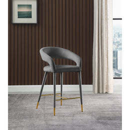 Meridian Destiny Grey Velvet Stool