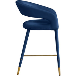 Meridian Destiny Navy Velvet Stool