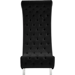 Meridian Crescent Black Velvet Accent Chair