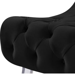 Meridian Crescent Black Velvet Accent Chair