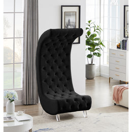 Meridian Crescent Black Velvet Accent Chair