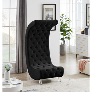 Meridian Crescent Black Velvet Accent Chair