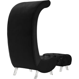 Meridian Crescent Black Velvet Accent Chair