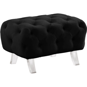 Meridian Crescent Black Velvet Ottoman