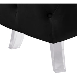 Meridian Crescent Black Velvet Ottoman