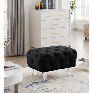 Meridian Crescent Black Velvet Ottoman