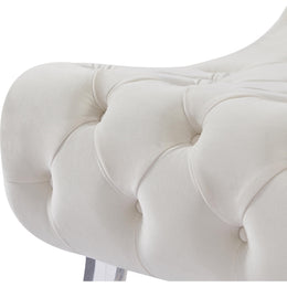 Meridian Crescent Cream Velvet Accent Chair