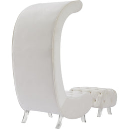 Meridian Crescent Cream Velvet Accent Chair