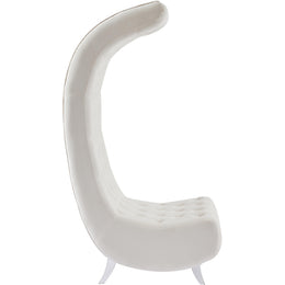 Meridian Crescent Cream Velvet Accent Chair