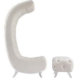Meridian Crescent Cream Velvet Accent Chair