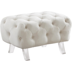 Meridian Crescent Cream Velvet Ottoman