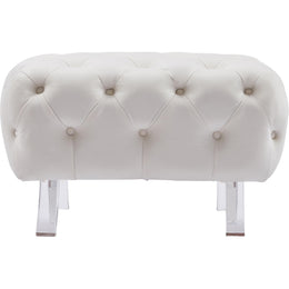 Meridian Crescent Cream Velvet Ottoman