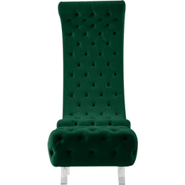 Meridian Crescent Green Velvet Accent Chair