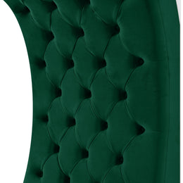 Meridian Crescent Green Velvet Accent Chair