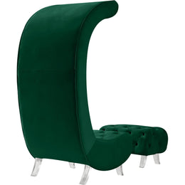 Meridian Crescent Green Velvet Accent Chair