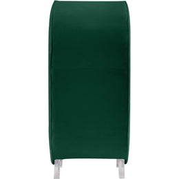 Meridian Crescent Green Velvet Accent Chair