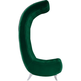Meridian Crescent Green Velvet Accent Chair