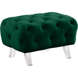 Meridian Crescent Green Velvet Ottoman