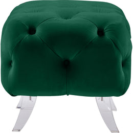 Meridian Crescent Green Velvet Ottoman