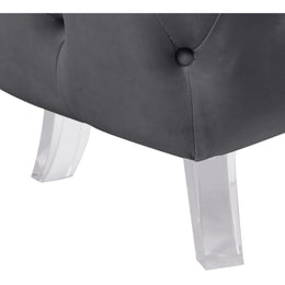 Meridian Crescent Grey Velvet Ottoman