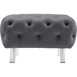 Meridian Crescent Grey Velvet Ottoman