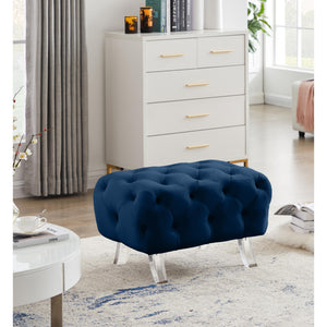 Meridian Crescent Navy Velvet Ottoman