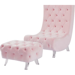 Meridian Crescent Pink Velvet Accent Chair