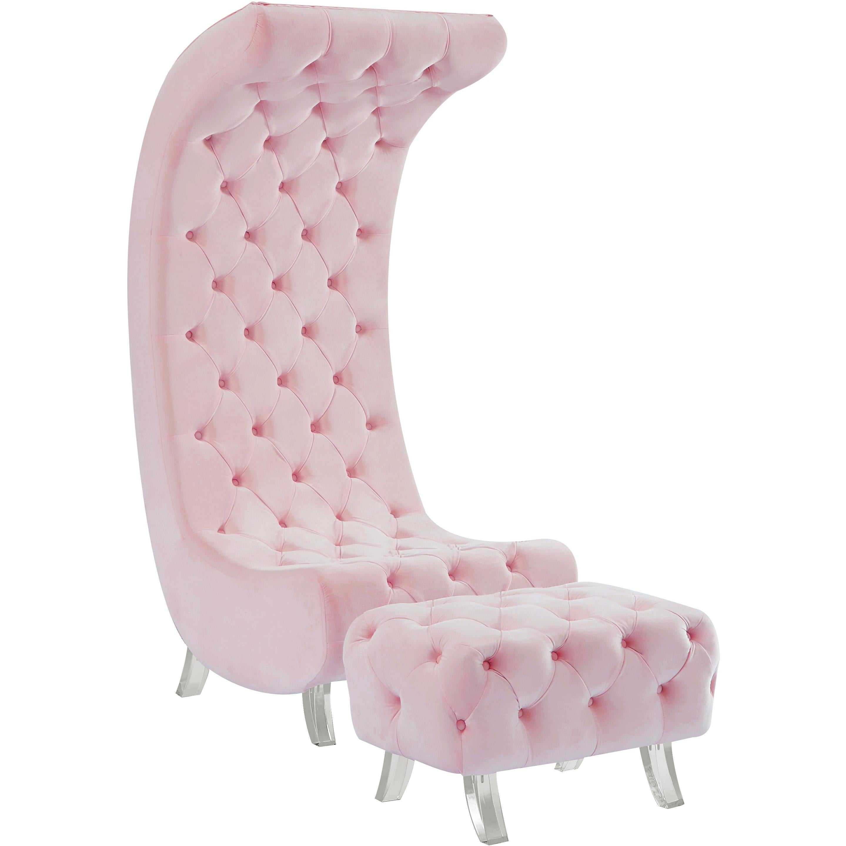 Meridian Crescent Pink Velvet Accent Chair