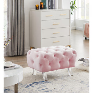 Meridian Crescent Pink Velvet Ottoman