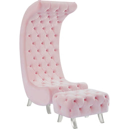 Meridian Crescent Pink Velvet Ottoman