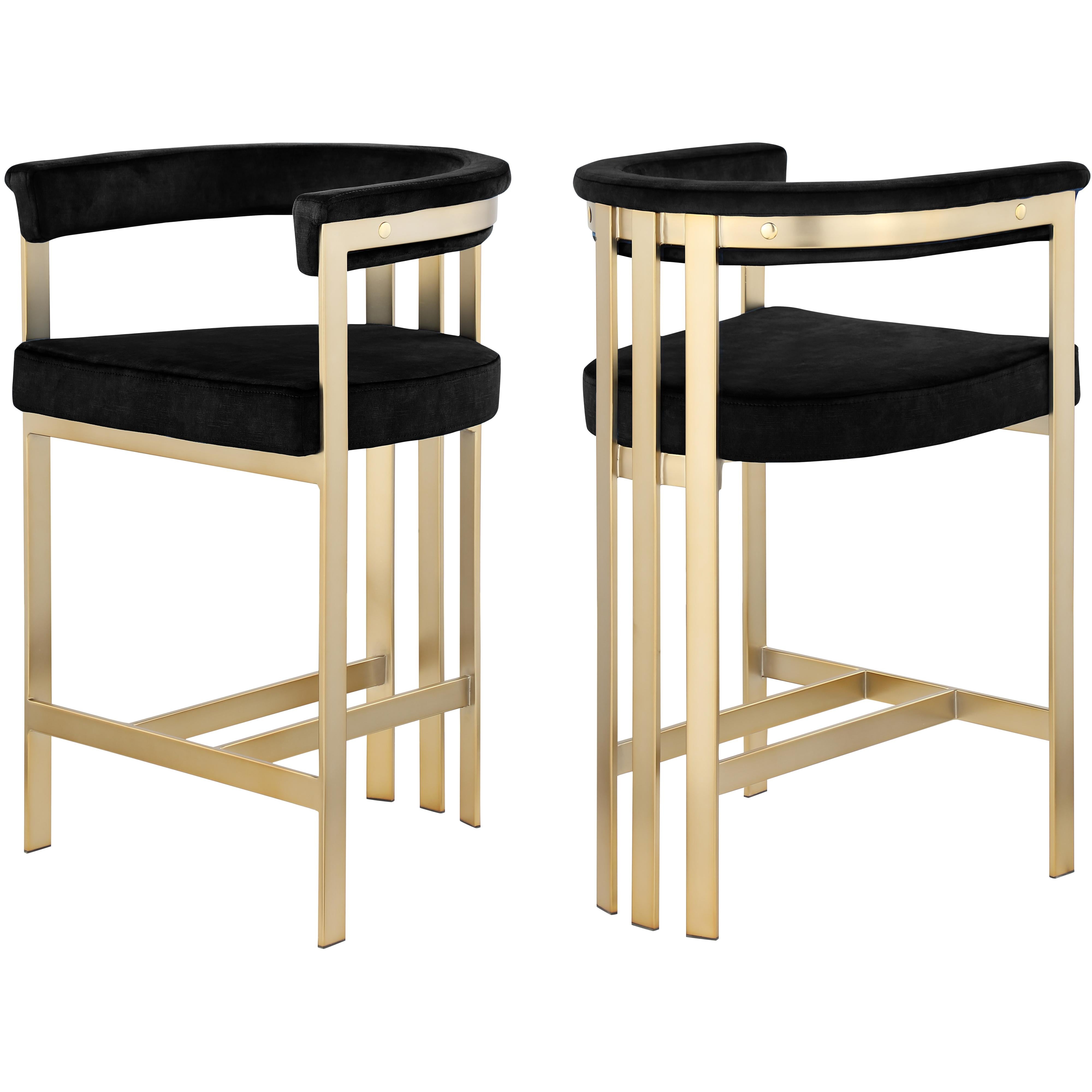 Meridian Marcello Black Velvet Counter Stool