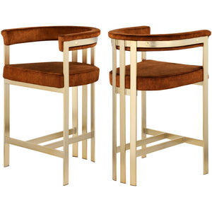 Meridian Marcello Cognac Velvet Counter Stool