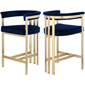 Meridian Marcello Navy Velvet Counter Stool
