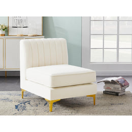 Meridian Alina Cream Velvet Armless Chair
