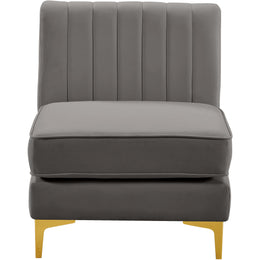 Meridian Alina Grey Velvet Armless Chair