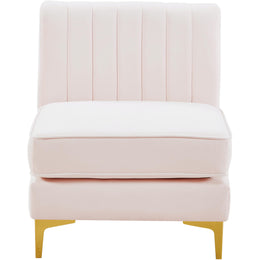 Meridian Alina Pink Velvet Armless Chair