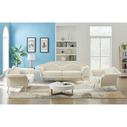 Meridian Lips Cream Velvet Chair