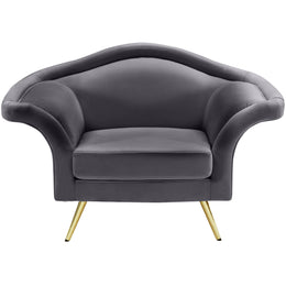 Meridian Lips Grey Velvet Chair