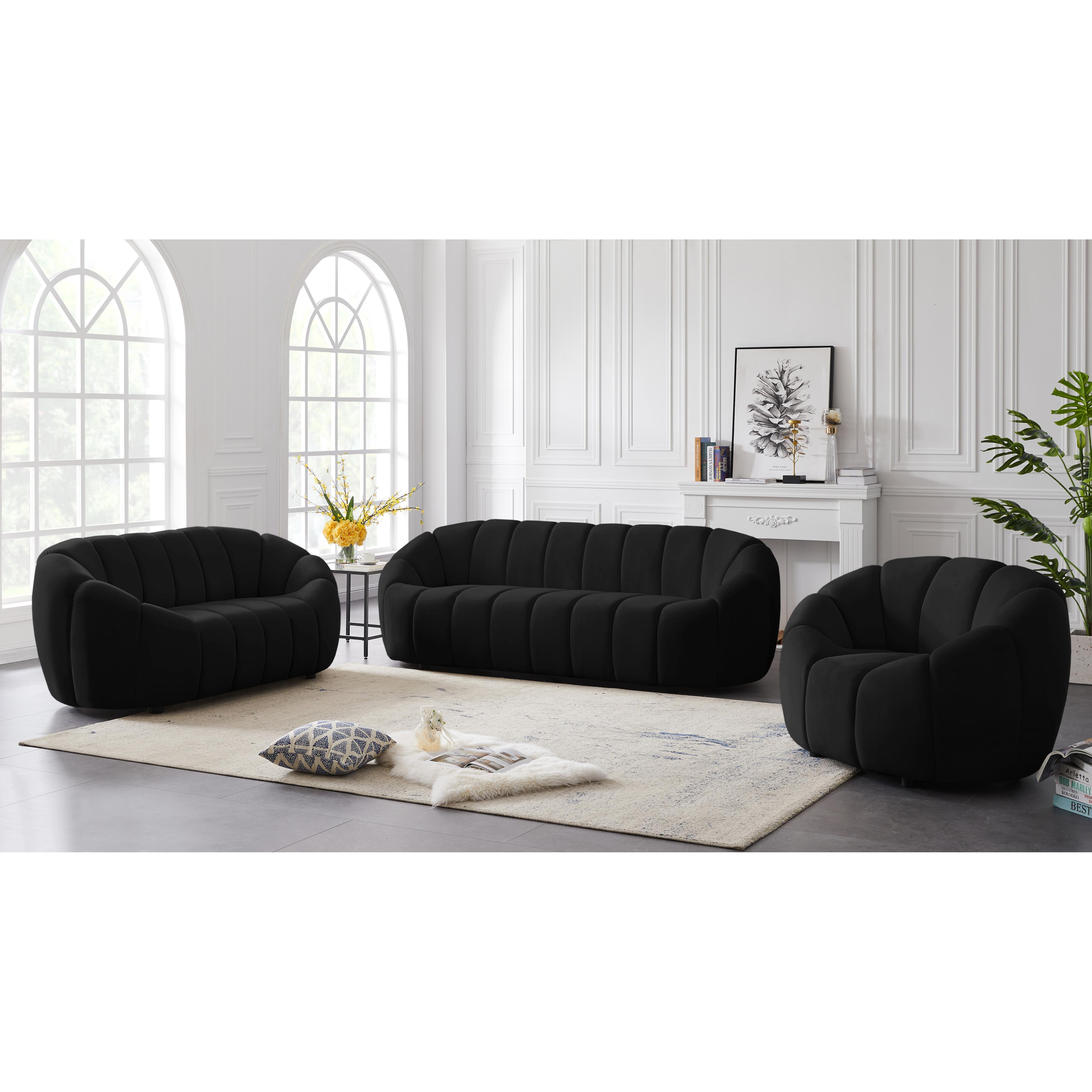 Meridian Elijah Black Velvet Chair