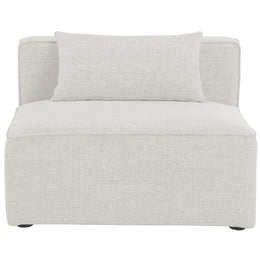 Meridian Cube Cream Durable Linen Textured Armless Chair