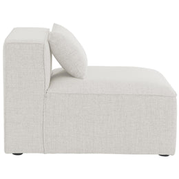 Meridian Cube Cream Durable Linen Textured Armless Chair