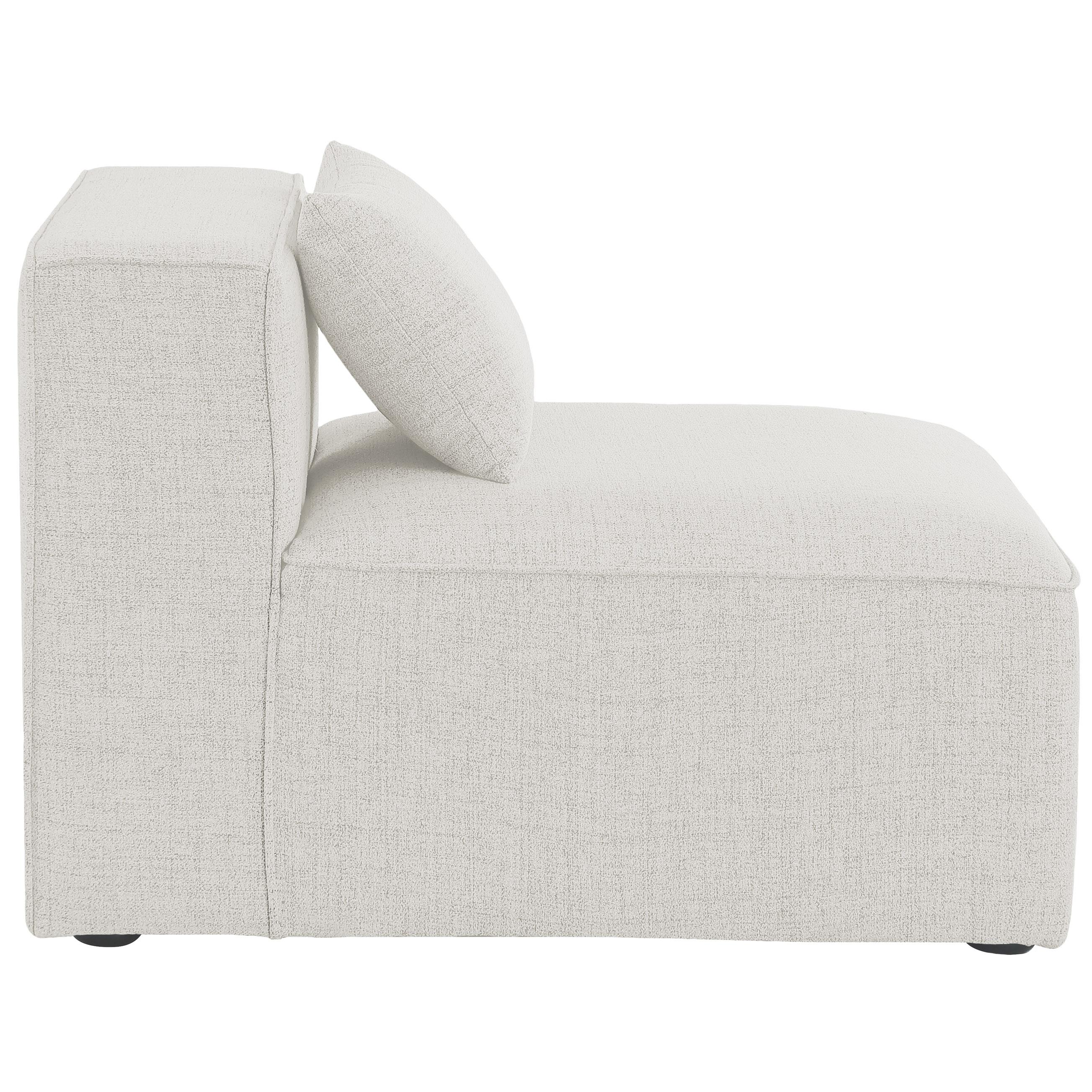 Meridian Cube Cream Durable Linen Textured Armless Chair