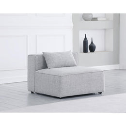 Meridian Cube Grey Durable Linen Textured Armless Chair